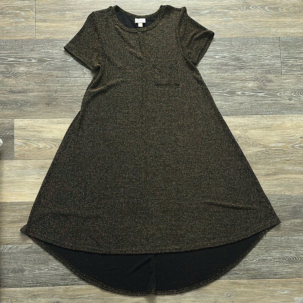 LuLaRoe Black and Gold Sparkle Dress